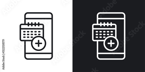 Online appointment icons set in black and white stroke lines