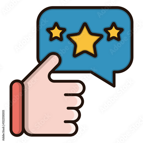 A Satisfied Customer Gives A Glowing Five-star Review, Expressing Delight And Appreciation With A Cheerful Thumbs Up In A Simple, Clean, And Friendly Vector Illustration Style