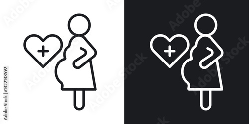 Pregnancy care icons set in black and white stroke lines