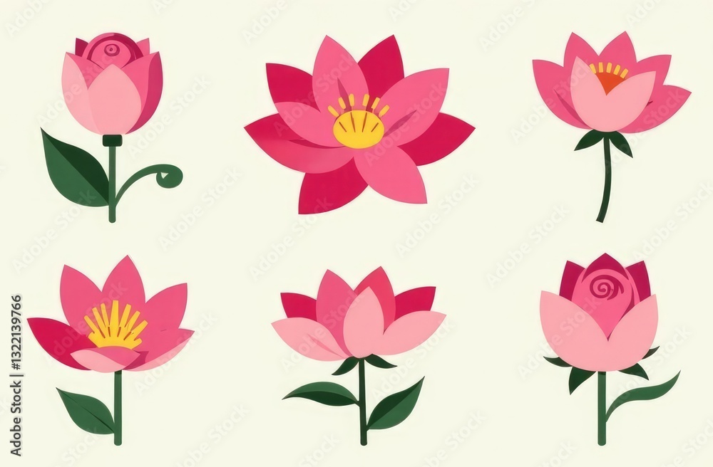 Fototapeta premium Logos of flowers, roses, lotus flowers, and other types of flowers.