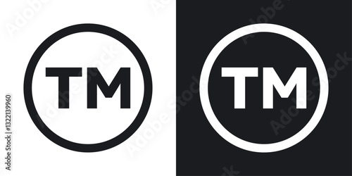 TM trademark icons set in black and white stroke lines