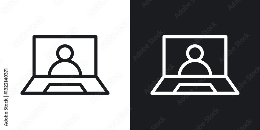 Webinar icons set in black and white stroke lines Webinar icons set in black and white stroke lines