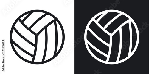 Volleyball icons set in black and white stroke lines