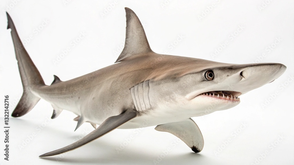 Fototapeta premium Hammerhead Shark in full view on white studio background
