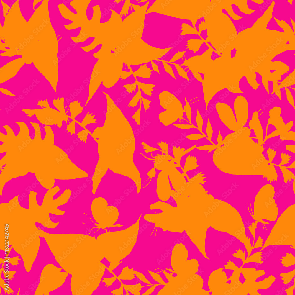 Tropical pattern, floral, leaves. Digital print in Repeat (rapport), Resolution 300 DPI, ideal for fashion, decoration and stationery. Tropical pattern, floral, leaves. Digital print in Repeat (rapport), Resolution 300 DPI, ideal for fashion, decoration and stationery.