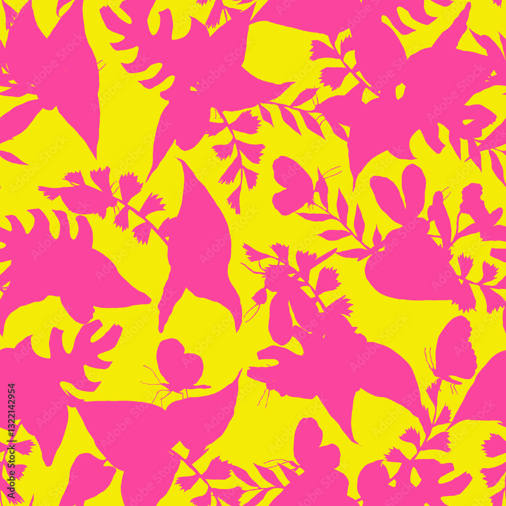 Tropical pattern, floral, leaves. Digital print in Repeat (rapport), Resolution 300 DPI, ideal for fashion, decoration and stationery. Tropical pattern, floral, leaves. Digital print in Repeat (rapport), Resolution 300 DPI, ideal for fashion, decoration and stationery.