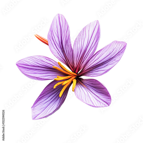 Delicate Saffron Flower Stunning Purple Petals Vibrant Orange Stamens Botanical Beauty