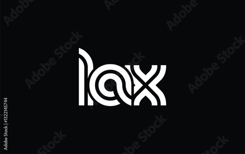 LAX Creative Unique Modern Letter Logo Design. Stylized logo featuring a unique letter design, presenting abstract minimalist aesthetics and modern appeal.