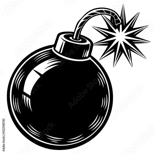 Slika na platnu Black and white bomb on the ground