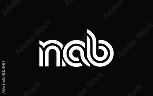 NAB Creative Unique Modern Letter Logo Design. Stylized logo featuring a unique letter design, presenting abstract minimalist aesthetics and modern appeal.