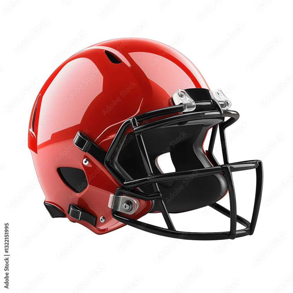 Fototapeta premium Isolated American Football Helmet Equipment for Professional Player Protection on White Background