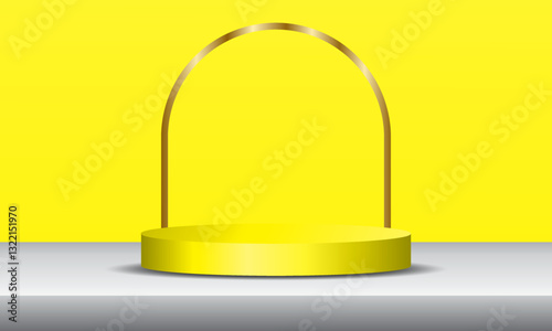 3D podium backdrop. Abstract composition in minimalist design. Studio showroom product base.