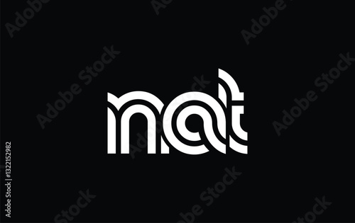 NAT Creative Unique Modern Letter Logo Design. Stylized logo featuring a unique letter design, presenting abstract minimalist aesthetics and modern appeal.