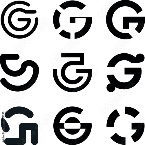letter g icons,set of arrows