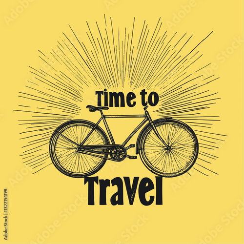 yellow bicycle on a black background T-shirt Design