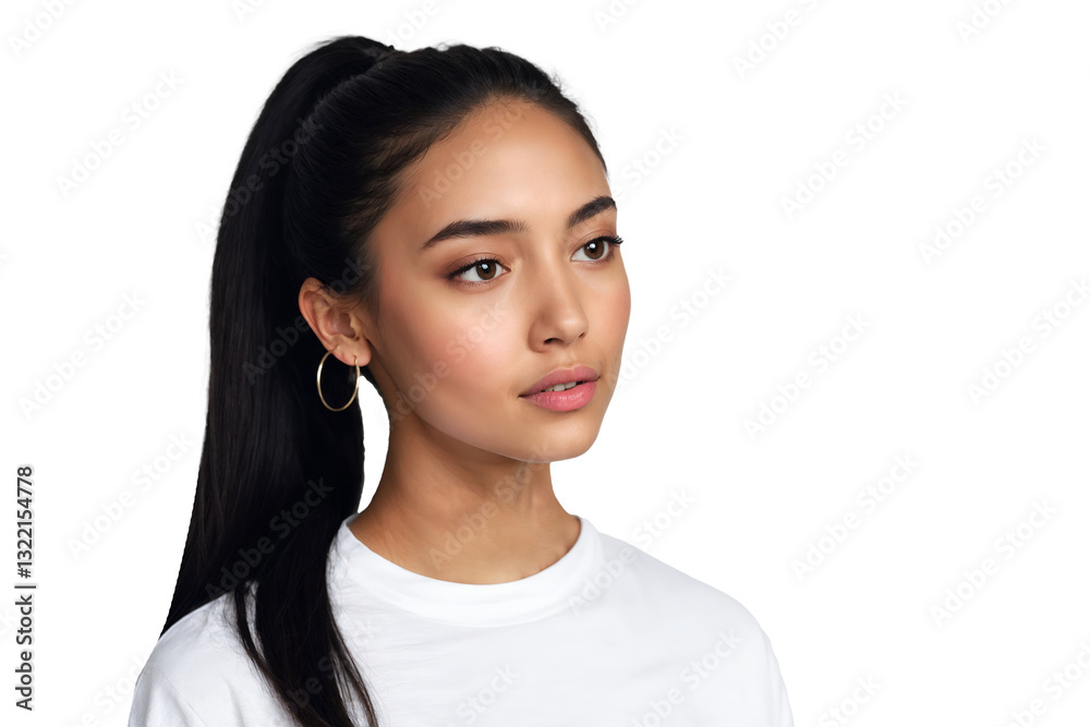 Professional Portrait of a Confident Young Woman in White Shirt, isolated on transparent background Professional Portrait of a Confident Young Woman in White Shirt, isolated on transparent background