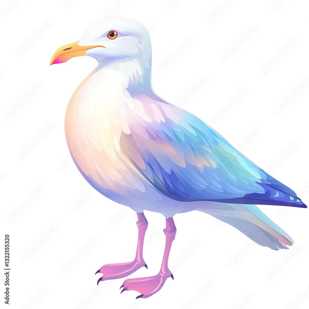 Pastel Seagull A Dreamy Bird in Flightless Pose Pastel Seagull A Dreamy Bird in Flightless Pose
