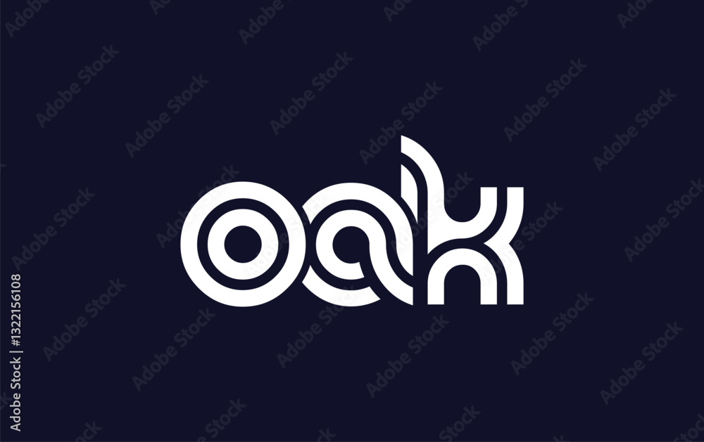Obraz premium OAK Creative Unique Modern Letter Logo Design. Stylized logo featuring a unique letter design, presenting abstract minimalist aesthetics and modern appeal.