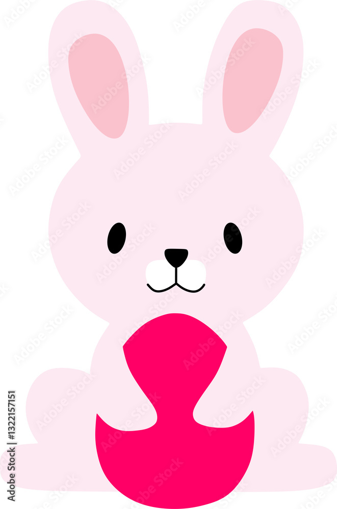 Fototapeta premium cute cartoon bunny with pink egg