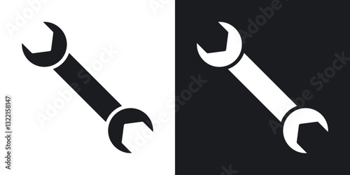 Wrench icons in solid black and white collection