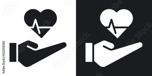 Wellbeing icons in solid black and white collection