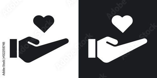 Voluntary service icons in solid black and white collection