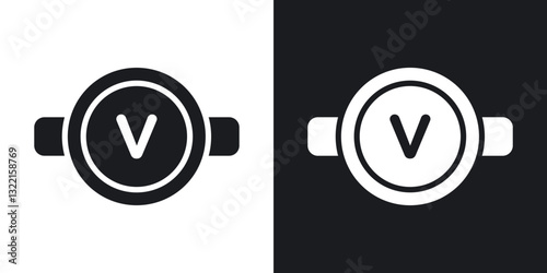 Voltmeter icons in solid black and white collection