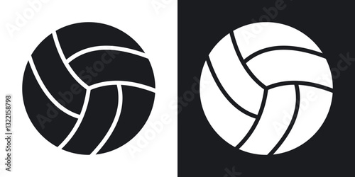 Volleyball ball icons in solid black and white collection