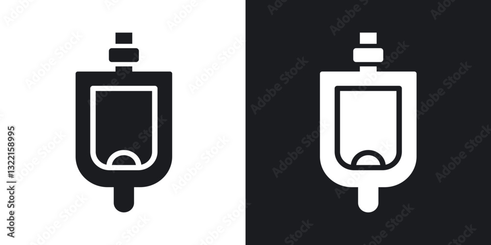Urinal icons in solid black and white collection Urinal icons in solid black and white collection