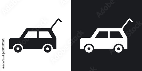 Trunk open icons in solid black and white collection