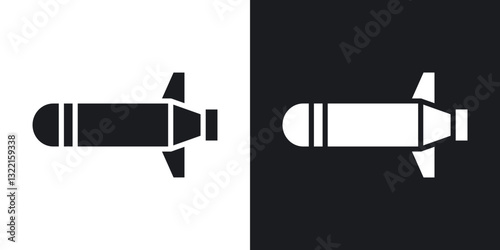 Torpedo icons in solid black and white collection
