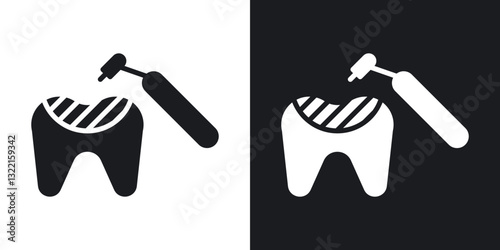 Tooth filling icons in solid black and white collection
