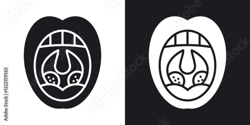 Tonsil icons in solid black and white collection