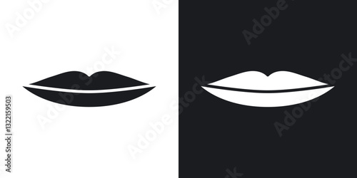 Thin lips icons in solid black and white collection