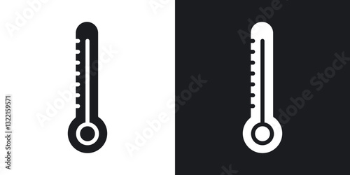 Thermometer icons in solid black and white collection