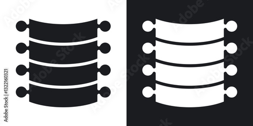 Spinal column icons in solid black and white collection