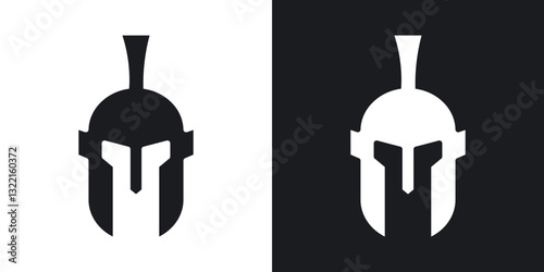 Spartan Helmet icons in solid black and white collection