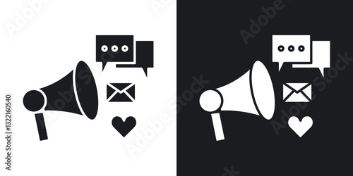 Social campaign icons in solid black and white collection