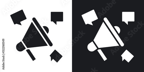 Social campaign icons in solid black and white collection