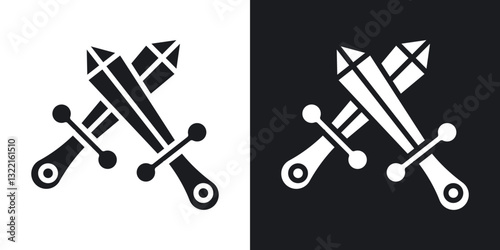 Role playing game icons in solid black and white collection