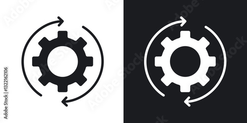 Processing icons in solid black and white collection