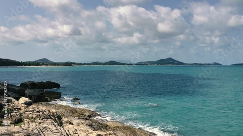 The rocky coast of the Gulf of Thailand overlooking the island