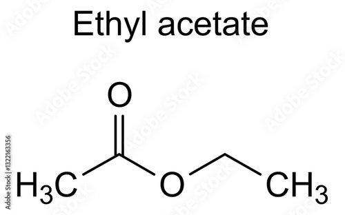 Chemical structure of ethyl acetate, drug substance
