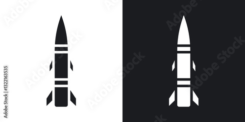 Missile icons in solid black and white collection