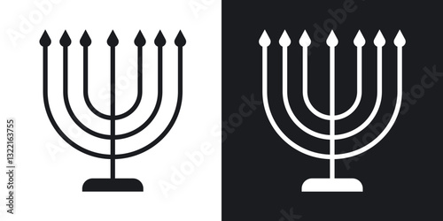Menorah icons in solid black and white collection