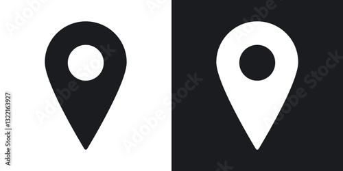 Map pointer icons in solid black and white collection