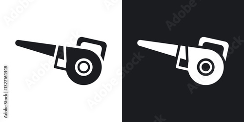 Leaf blower icons in solid black and white collection