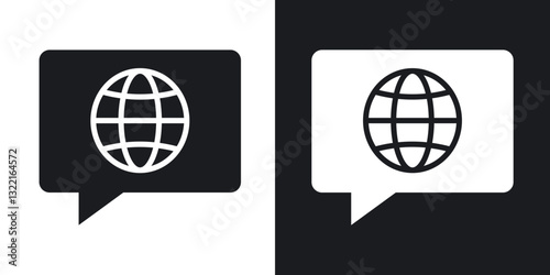 Language icons in solid black and white collection