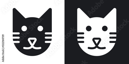 Kitten icons in solid black and white collection
