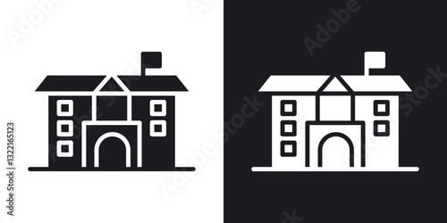 Institution icons in solid black and white collection